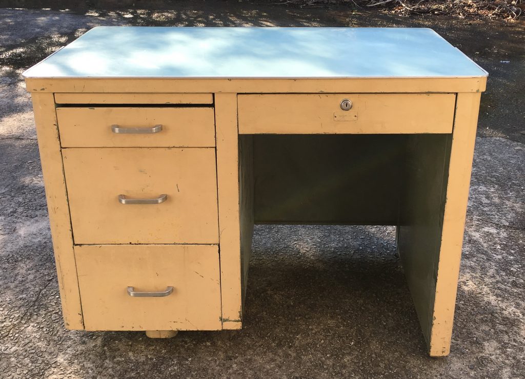 mid century steel tanker desk for boys