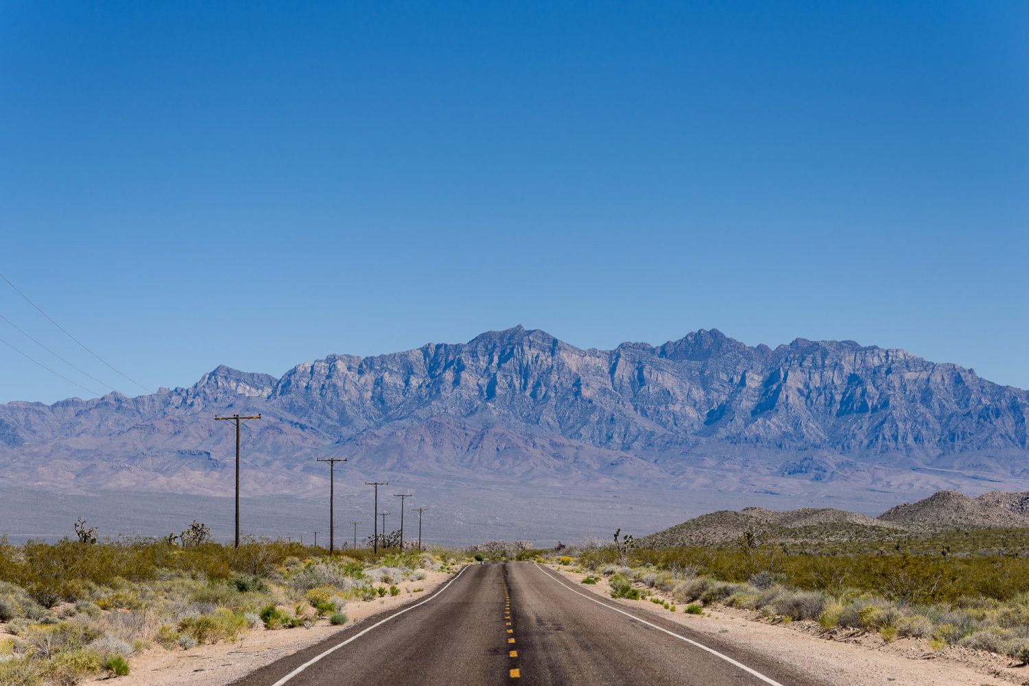 Desolate road in the Mojave Desert