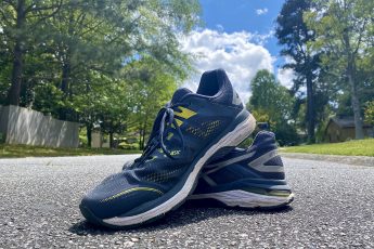 running shoes on asphalt